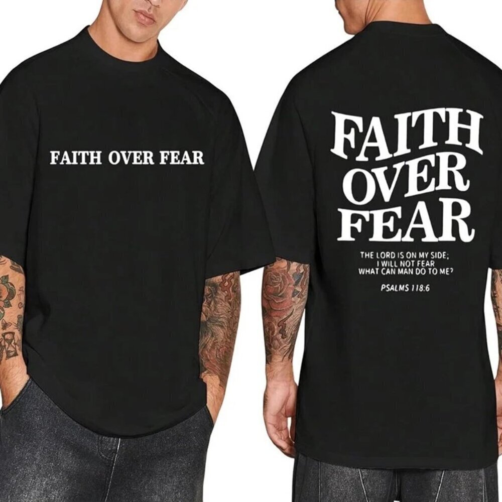 Christian Faith Over Fear Jesus Religious Graphic Unisex T-Shirt